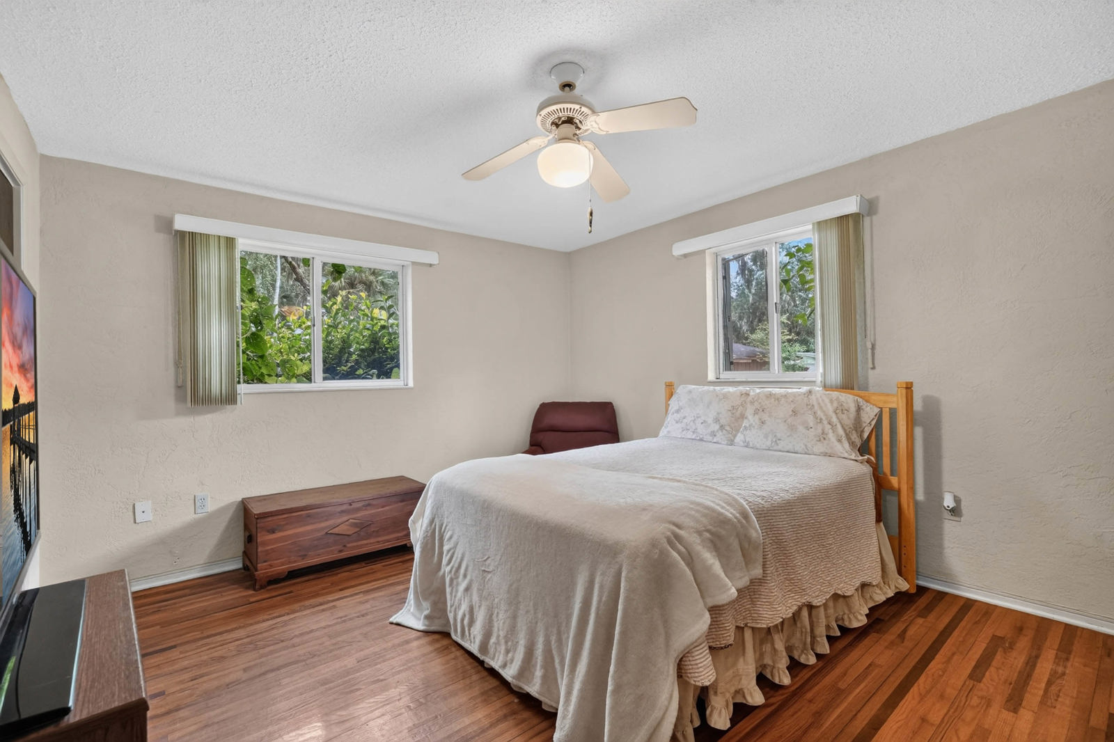Bright room with hardwood floors